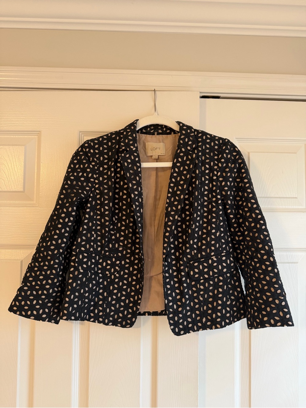 LOFT Black Blazer with Beige Petal Print